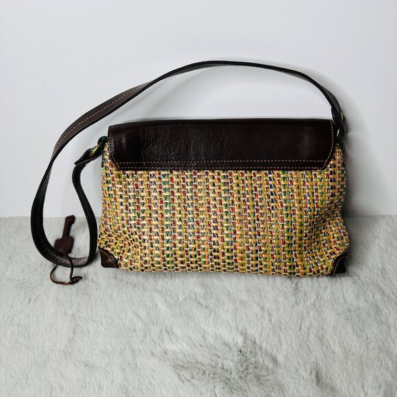 Fossil Purse Woven Straw Leather Shoulder Bag - Picture 4 of 11